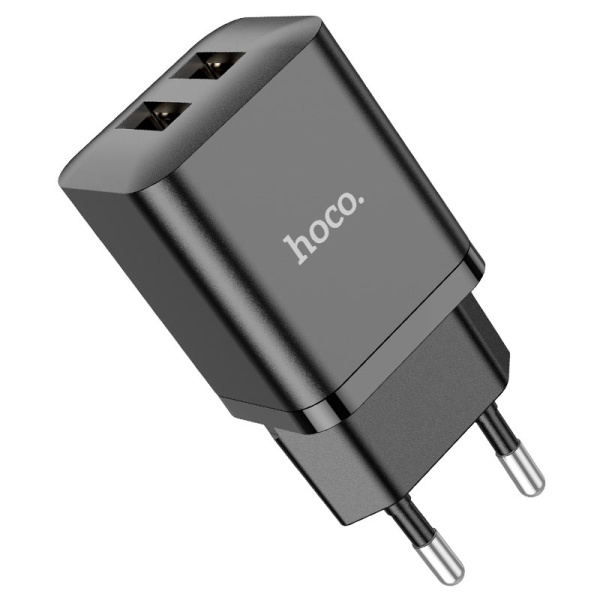 Зарядное устройство сетевое - блок питания HOCO N25, 2.1A, 2 USB, черный Зарядное устройство сетевое - блок питания HOCO N25, 2.1A, 2 USB, черный