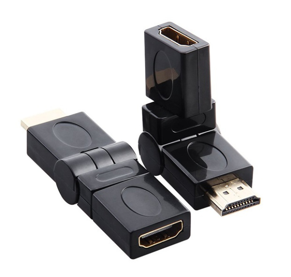 Адаптер - переходник HDMI - HDMI, угловой с поворотом до 180 градусов, папа-мама, черный Адаптер - переходник HDMI - HDMI, угловой с поворотом до 180 градусов, папа-мама, черный