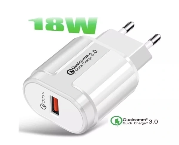 Зарядное устройство - блок питания с кабелем Lightning, 3A, USB QC3.0, белый Зарядное устройство - блок питания с кабелем Lightning, 3A, USB QC3.0, белый
