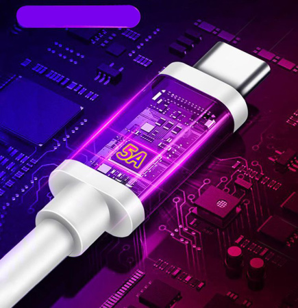 Зарядный USB дата-кабель Type-C для сверхбыстрой зарядки, 5.0A, 1 метр, белый