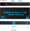 Cплиттер - разветвитель 1×8 HDMI 2.0b PRO UltraHD 4K 60Гц, 18.5 Гбит/c, поддержка HDCP2.2, HDR, EDID, 600MHz, черный