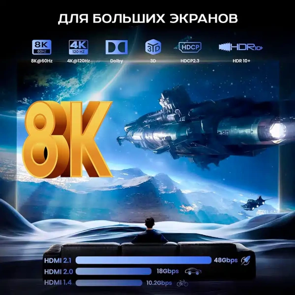 Cплиттер - разветвитель 1×4 HDMI UltraHD 8K 60Гц / 4K 120Гц, до 48 Гбит/c, поддержка HDCP2.3 и Dolby Vision, черный Cплиттер - разветвитель 1×4 HDMI UltraHD 8K 60Гц / 4K 120Гц, до 48 Гбит/c, поддержка HDCP2.3 и Dolby Vision, черный