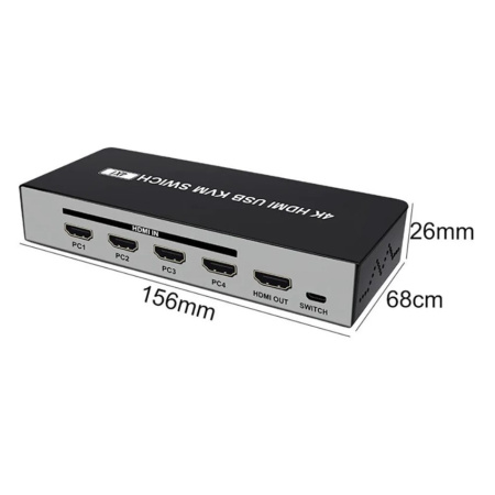 Адаптер - 4-х портовый KVM-переключатель 4K HDMI USB, черный