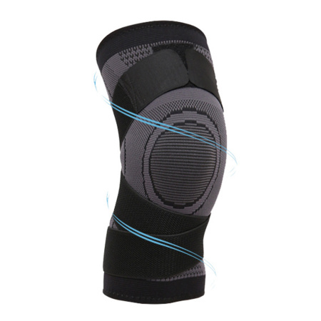 Фиксатор коленного сустава с лентами - регулируемый бандаж на колено - ортопедический эластичный наколенник - спортивная компрессионная нескользящая поддержка для колена, размер XL, черный