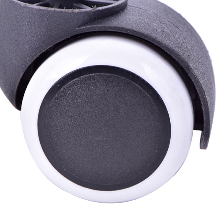 Мебельное прорезиненное колесо для кресла - полиуретановый ролик для офисного стула на резьбе M10 (10*15 мм), белый