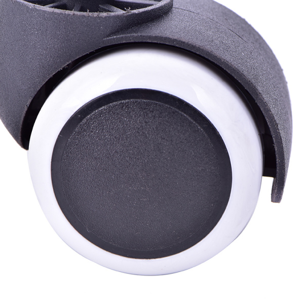 Мебельное прорезиненное колесо для кресла - полиуретановый ролик для офисного стула на резьбе M10 (10*15 мм), белый