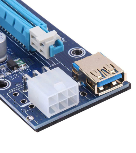 Адаптер - райзер USB3.0 PCI-E 1X на 16X, 6pin (ver.009S) Адаптер - райзер USB3.0 PCI-E 1X на 16X, 6pin (ver.009S)