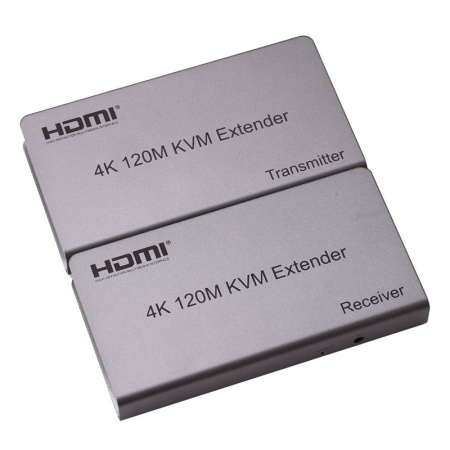 Адаптер - KVM-удлинитель HDMI 4K на 120 метров, серебро