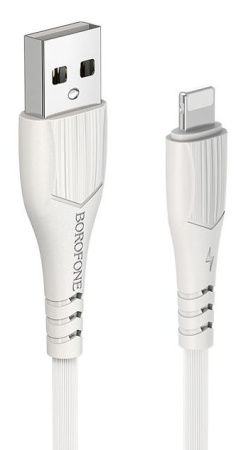 Зарядный USB дата кабель BOROFONE BX37 Lightning, 2.4A, 1м, белый