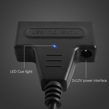 Адаптер - переходник - кабель SATA - USB3.0 - USB2.0 для жесткого диска SSD/HDD 2.5″/3.5″ с разъемом питания, черный