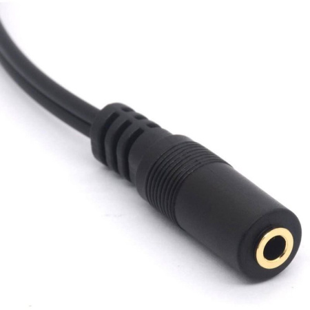 Кабель 2x RCA - jack 3.5mm (AUX), папа-мама, 0,4 метра, черный