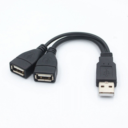 Кабель - разветвитель USB2.0 - 2x USB2.0, папа-мама, 0,15 метра, черный (только для питания)