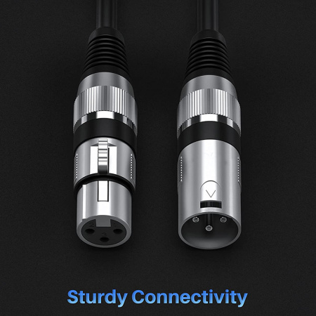Аудио-кабель XLR (для микрофона, гитары, инструментов), M-F, black, 3 метра
