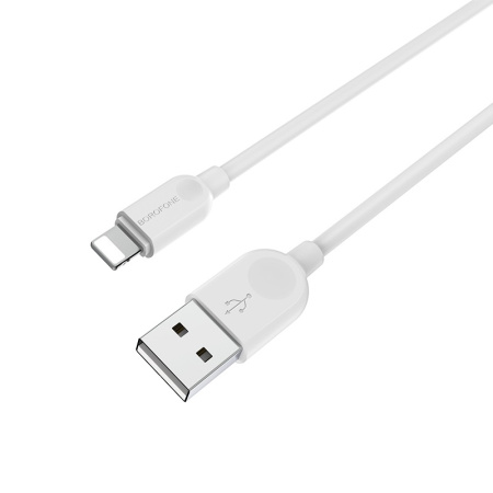 Зарядный USB дата кабель BOROFONE BX14 Lightning, 2.4A, 3м, белый