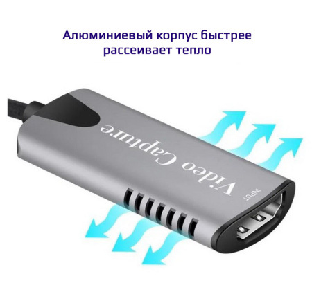 Карта видеозахвата USB3.1 Type-C / USB3.0 Type-A - HDMI, ver.02, серый
