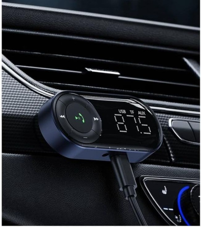Аудио адаптер Hi-Fi AX02 FM-трансмиттер Bluetooth v5.2 - AUX 3.5мм, картридер TF, для автомобиля, громкая связь (handsfree)