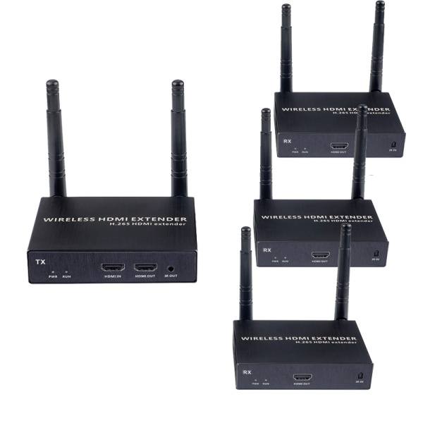 Удлинитель сигнала HDMI по Wi-Fi до 200 метров, активный, FullHD 1080p, комплект 1 передатчик + 3 приемника, черный Удлинитель сигнала HDMI по Wi-Fi до 200 метров, активный, FullHD 1080p, комплект 1 передатчик + 3 приемника, черный