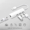Адаптер - переходник - хаб USB2.0 - 3x USB2.0 - RJ45 (LAN) до 100 Мбит/с, белый