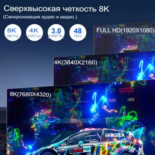 Адаптер – KVM-переключатель 4×2 DisplayPort v1.4 – 8K 60Гц / 4K 120Гц, USB3.0, алюминий