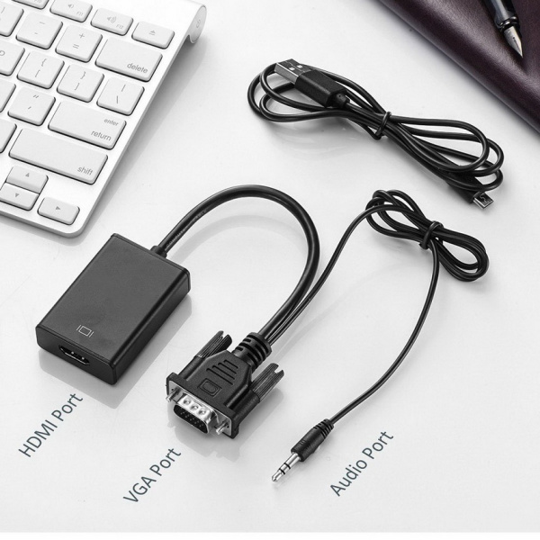 Адаптер - переходник VGA - HDMI PRO, черный Адаптер - переходник VGA - HDMI PRO, черный