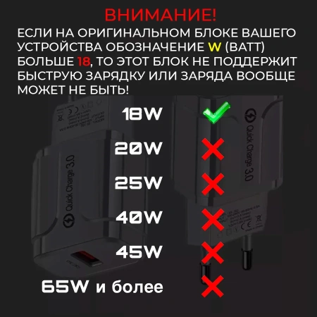 Зарядное устройство - блок питания с кабелем Lightning, 3A, USB QC3.0, белый