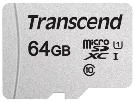 Карта памяти MicroSDXC 64Gb TRANSCEND (TS64GUSD300S-A), класс 10, SD-адаптер