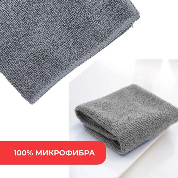 Набор двусторонних салфеток из микрофибры для уборки авто и дома, 35х75см, плотность 420 гр/м.кв, 3 штуки, серые Набор двусторонних салфеток из микрофибры для уборки авто и дома, 35х75см, плотность 420 гр/м.кв, 3 штуки, серые