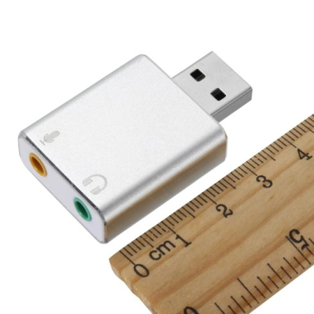 Звуковой адаптер - внешняя звуковая карта USB Hi-Fi3D 2.1/7.1-канальная, серебро