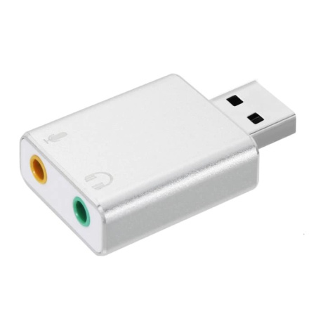 Звуковой адаптер - внешняя звуковая карта USB Hi-Fi3D 2.1/7.1-канальная, серебро