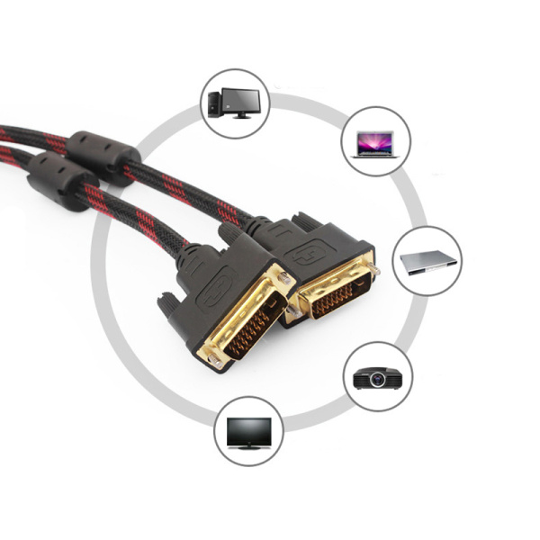 Кабель DVI-D - DVI-D, папа-папа, 10 метров, в оплетке Кабель DVI-D - DVI-D, папа-папа, 10 метров, в оплетке
