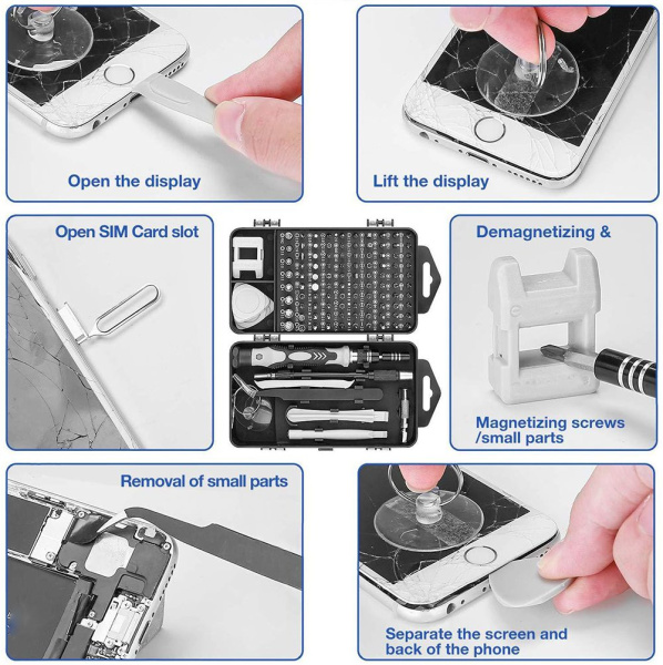 Отвертка и магнитные головки для ремонта телефона, планшета, ноутбука, набор из 122 предметов